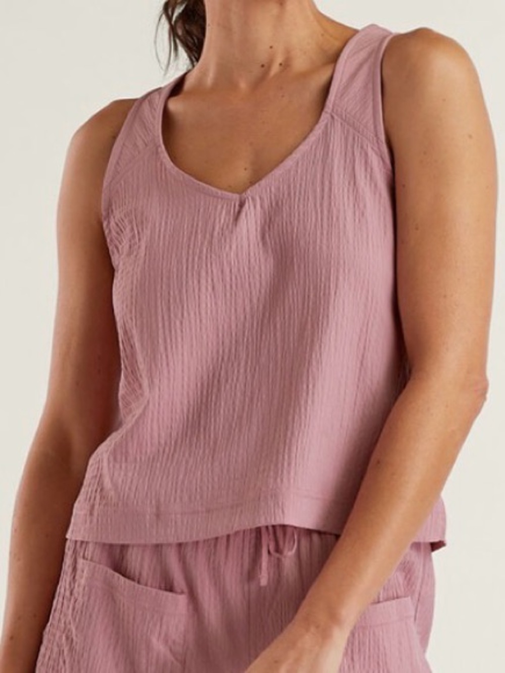 Title Nine Women's Mauve Pink Meridian Crinkle Gauzy Tank Lounge Tank - NWT S